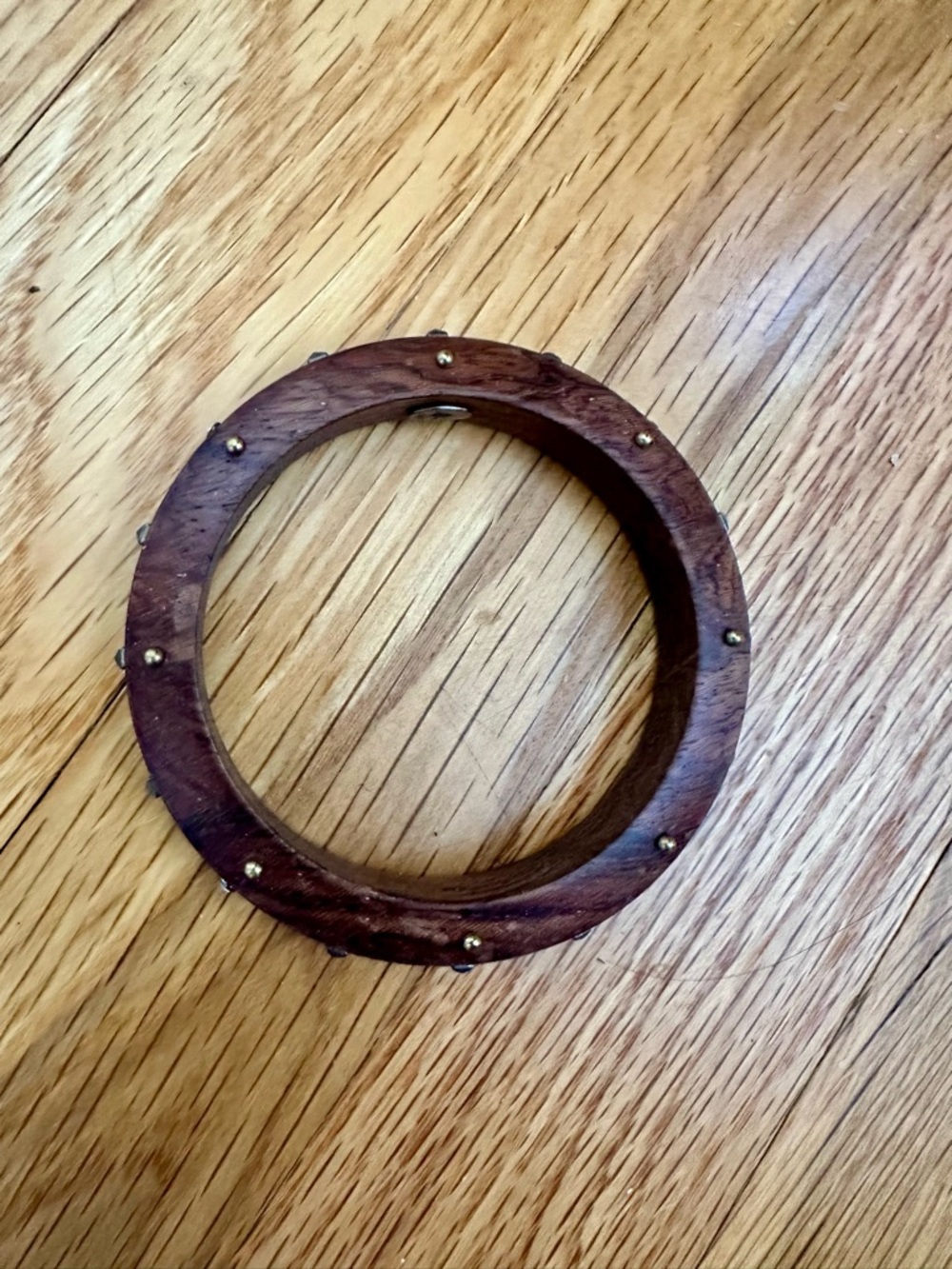 Silpada Wildwood Wooden Bangle Bracelet with Brass Studs - Brown #B3303